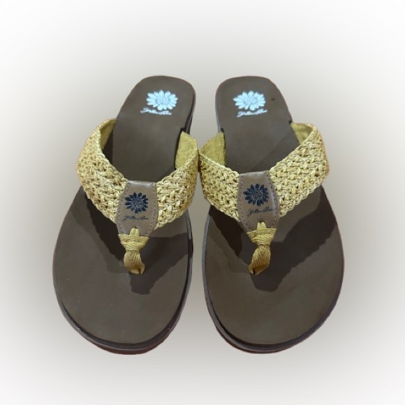 Yellow Box Woven Gold and Brown Sandals - Picture 1 of 7
